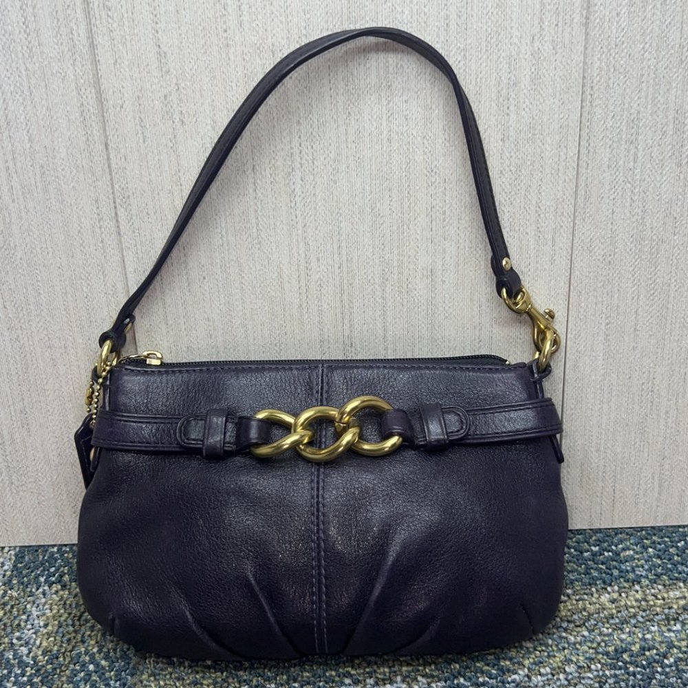 Coach Womens 43110 Black Brooke Leather Wrist Strap Clutch Wallet Large